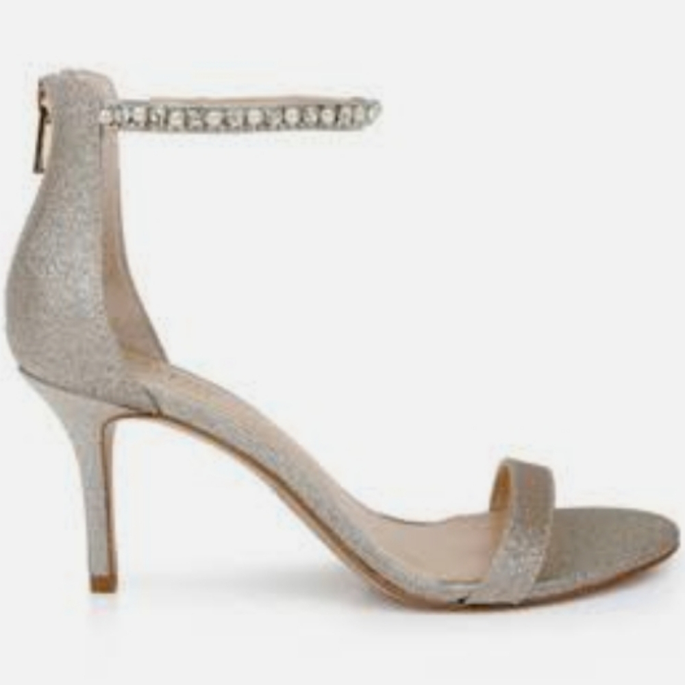 Jewel Badgley Mischka Landen Dres Sandals Gold Tone Glitter 9.5 - Picture 3 of 7